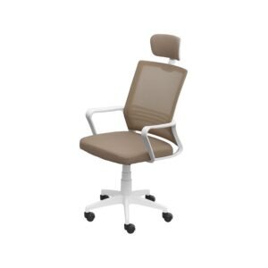 Cadeira Office 3334 Alta Bege Base Rodizio Cromada