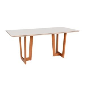 Mesa de jantar Athenas 1600X900 Champagne Tampo Vidro Off White