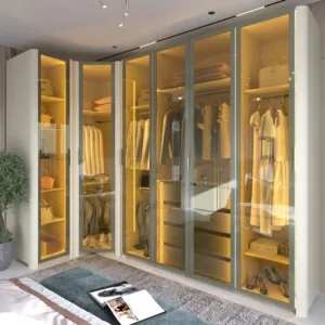 Roupeiro Modulado Innova Reflecta 6 Pç C/Led Off White  Gelius