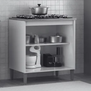 Balcão para Cooktop Munique 4e5 Bocas Madeirado/Reflecta Brilho