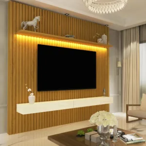 Home Suspenso 1.85 Ripado Led com nicho Nobre Naturale Off White