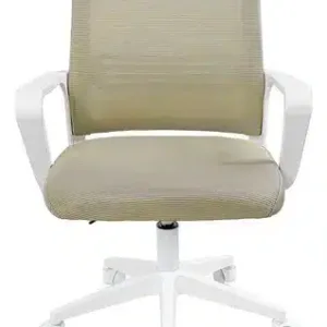 Cadeira Office 3334 Baixa Bege Base Rodizio Cromada