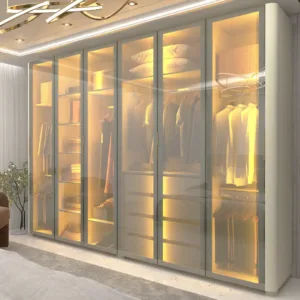 Roupeiro Innova Reflecta 6P C/Led Off White Gelius 2.40x2.50x0.55