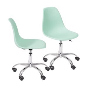 Kit 02 Cadeiras 1102 Pp Verde Base Rodizio
