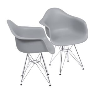 Kit 02 Cadeira Pp Cinza B. Cromada