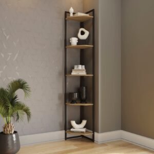 Torre de Canto 5 Prateleiras 2,02x0,31x0,31 Freijo/Preto