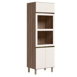 Paneleiro KALI 720 X 2205 X 515 Torre- Carvalho TOK/OFF WHITE CETIM PTA Fechada